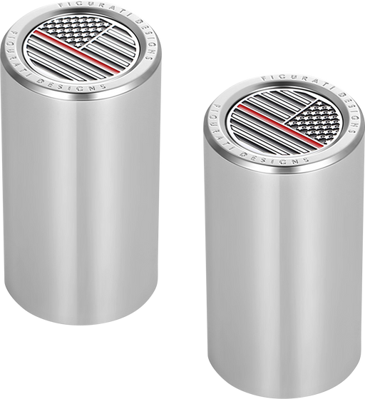 FIGURATI DESIGNS Docking Covers - American Flag - Red Line - Long - Silver FD73-DC-2545-SS