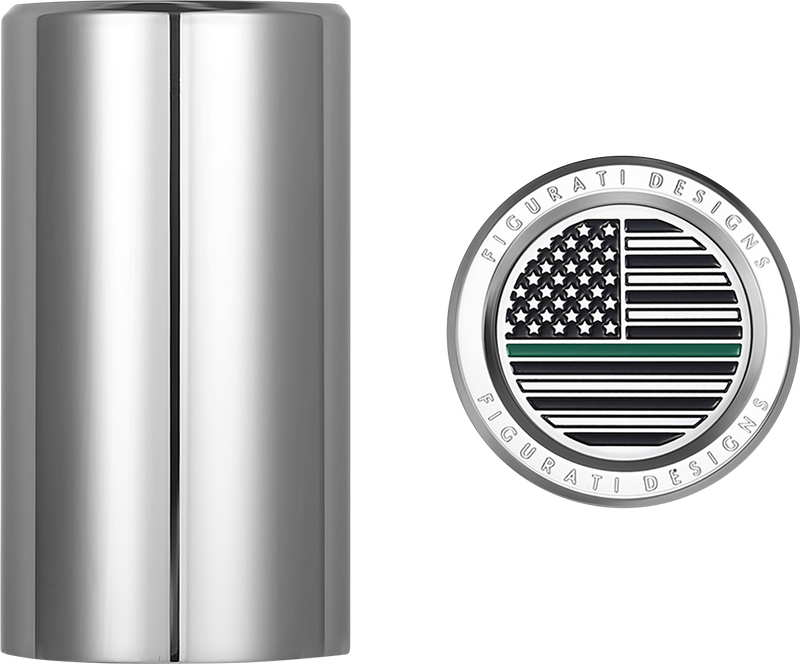 FIGURATI DESIGNS Docking Covers - American Flag - Green Line - Long - Silver FD72-DC-2545-SS