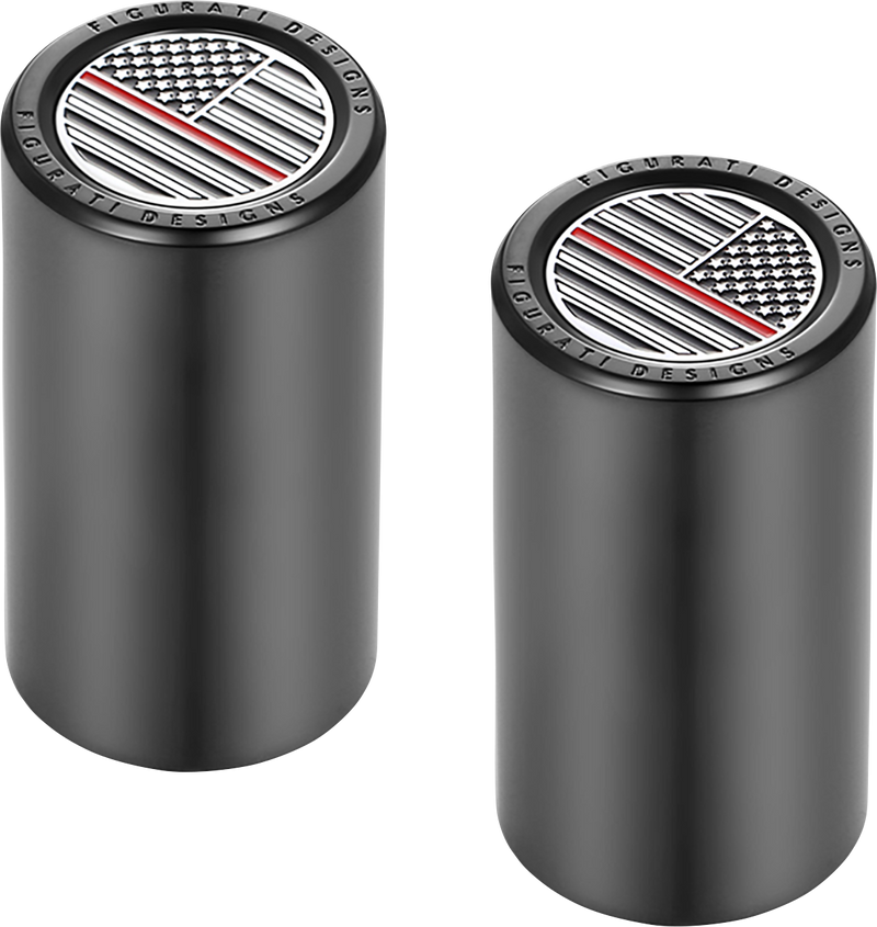 FIGURATI DESIGNS Docking Covers - American Flag - Red Line - Long - Black FD73-DC-2545-BK