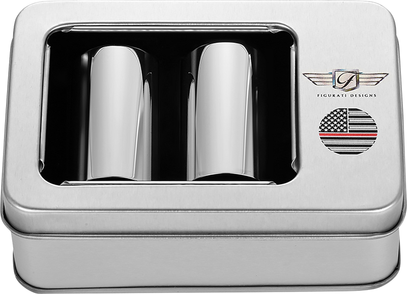 FIGURATI DESIGNS Docking Covers - American Flag - Red Line - Long - Silver FD73-DC-2545-SS