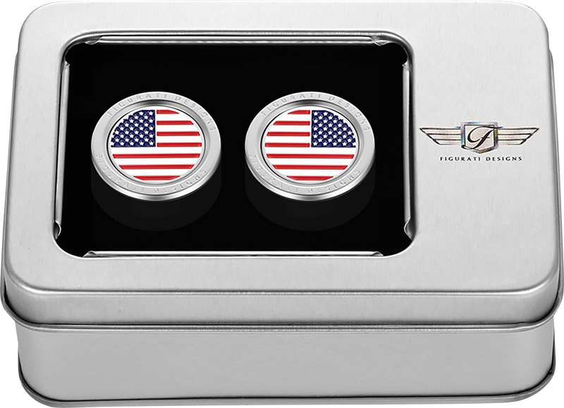 FIGURATI DESIGNS Docking Covers - American Flag - Silver FD20-DC-2730-SS