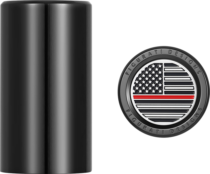 FIGURATI DESIGNS Docking Covers - American Flag - Red Line - Long - Black FD73-DC-2545-BK