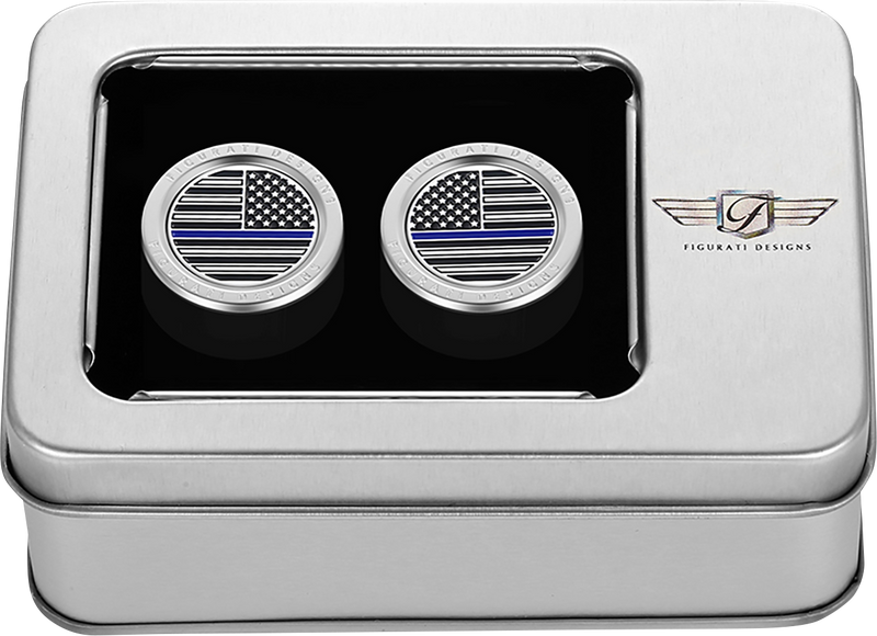 FIGURATI DESIGNS Docking Covers - American Flag - Contrast Cut - Silver FD70-DC-2730-SS