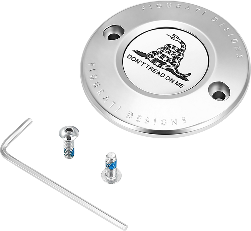 FIGURATI DESIGNS Timing Cover - 2 Hole - Don't Tread on Me - Stainless Steel FD40-TC-2H-SS