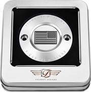 FIGURATI DESIGNS Timing Cover - 2 Hole - American Flag - Contrast Cut - Stainless Steel FD26R-TC-2H-SS