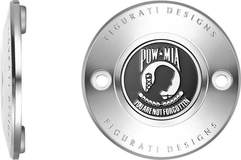 FIGURATI DESIGNS Timing Cover - 2 Hole - POW MIA - Stainless Steel FD50-TC-2H-SS