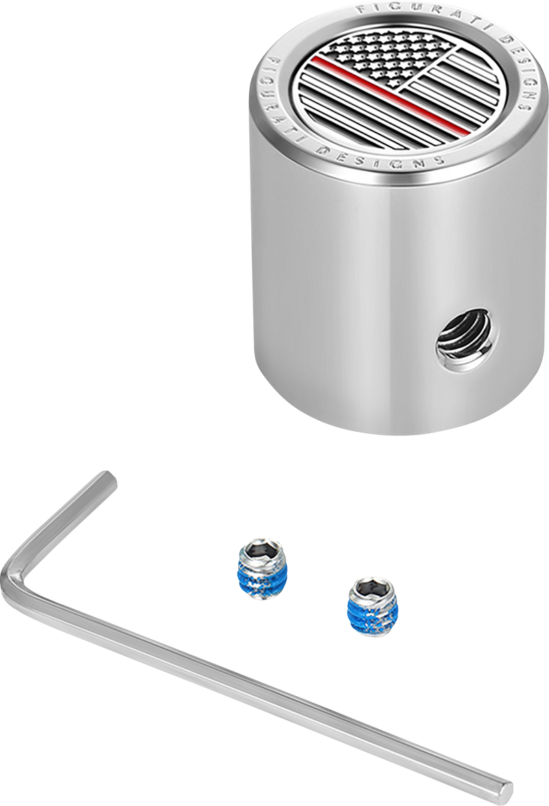 FIGURATI DESIGNS Heel-Toe Shifter Cover - Red Line American Flag - Stainless Steel FD73-HTSC-SS