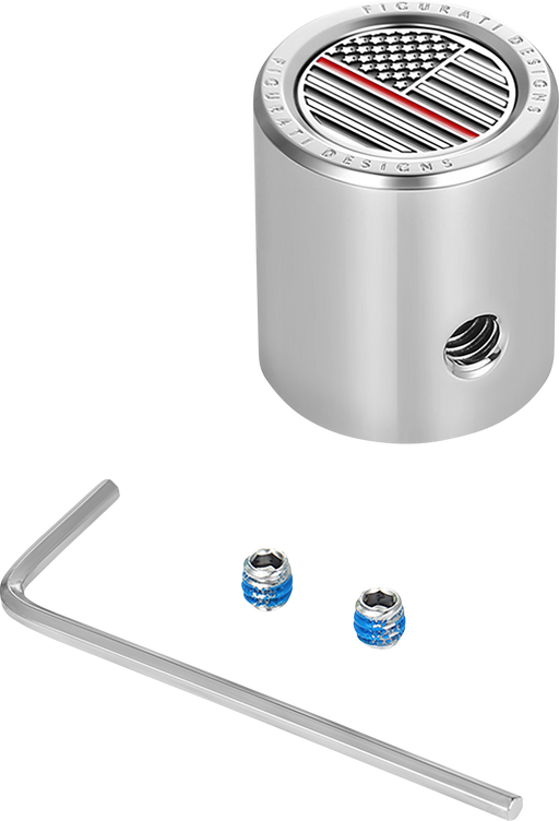 FIGURATI DESIGNS Heel-Toe Shifter Cover - Red Line American Flag - Stainless Steel FD73-HTSC-SS