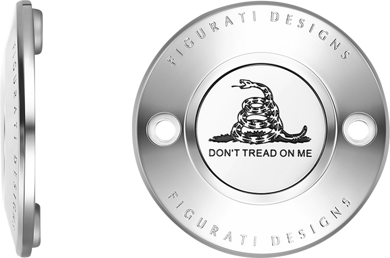 FIGURATI DESIGNS Timing Cover - 2 Hole - Don't Tread on Me - Stainless Steel FD40-TC-2H-SS