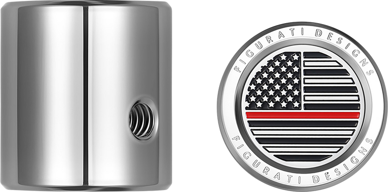 FIGURATI DESIGNS Heel-Toe Shifter Cover - Red Line American Flag - Stainless Steel FD73-HTSC-SS