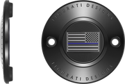 FIGURATI DESIGNS Timing Cover - 2 Hole - Blue Line American Flag - Black FD71-TC-2H-BLK