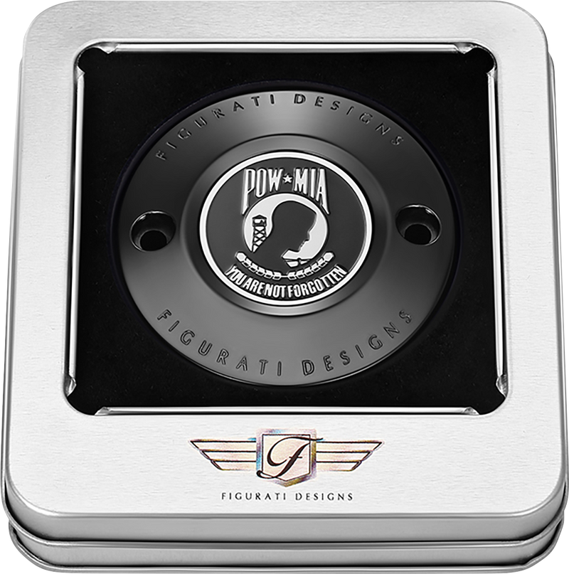 FIGURATI DESIGNS Timing Cover - 2 Hole - POW MIA - Black FD50-TC-2H-BLK