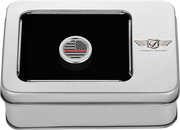 FIGURATI DESIGNS Heel-Toe Shifter Cover - Red Line American Flag - Stainless Steel FD73-HTSC-SS