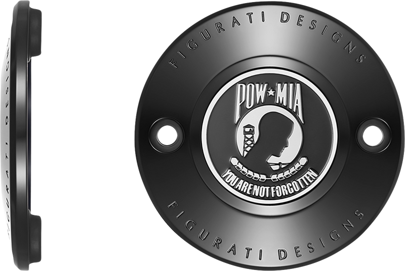 FIGURATI DESIGNS Timing Cover - 2 Hole - POW MIA - Black FD50-TC-2H-BLK