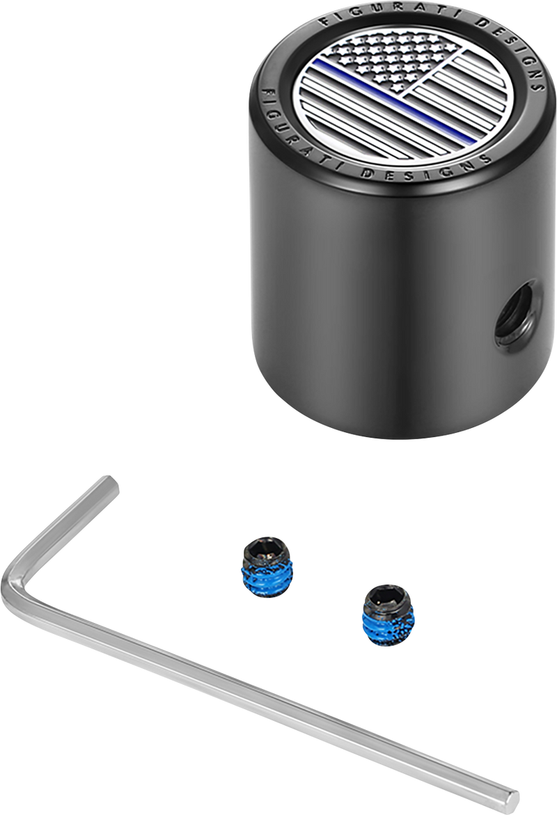 FIGURATI DESIGNS Heel-Toe Shifter Cover - Blue Line American Flag - Black FD71-HTSC-BLK