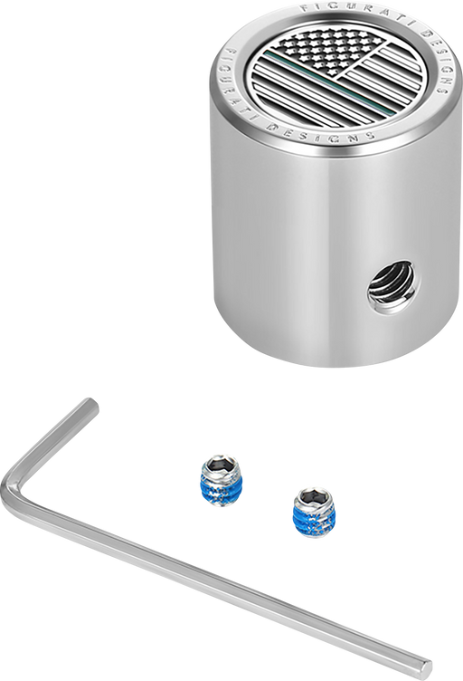 FIGURATI DESIGNS Heel-Toe Shifter Cover - Green Line American Flag - Stainless Steel FD72-HTSC-SS