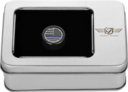 FIGURATI DESIGNS Heel-Toe Shifter Cover - Blue Line American Flag - Black FD71-HTSC-BLK