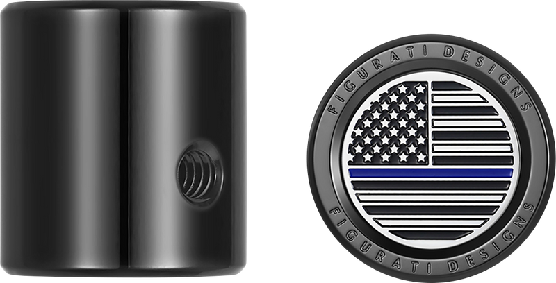 FIGURATI DESIGNS Heel-Toe Shifter Cover - Blue Line American Flag - Black FD71-HTSC-BLK