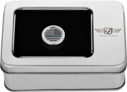 FIGURATI DESIGNS Heel-Toe Shifter Cover - Green Line American Flag - Stainless Steel FD72-HTSC-SS