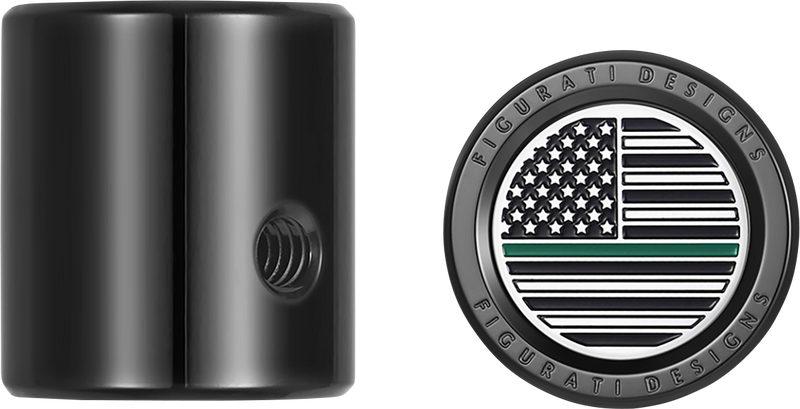 FIGURATI DESIGNS Heel-Toe Shifter Cover - Green Line American Flag - Black FD72-HTSC-BLK