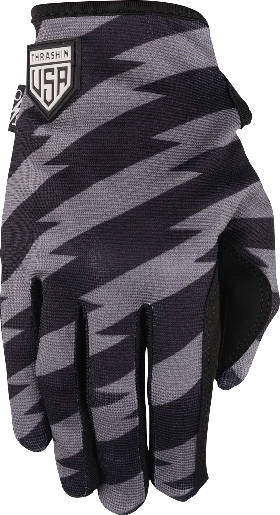 THRASHIN SUPPLY CO. Stars & Bolts Stealth Gloves - Black/Gray - Small