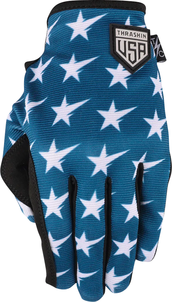 THRASHIN SUPPLY CO. Stars & Bolts Stealth Gloves - Red/Blue - Large