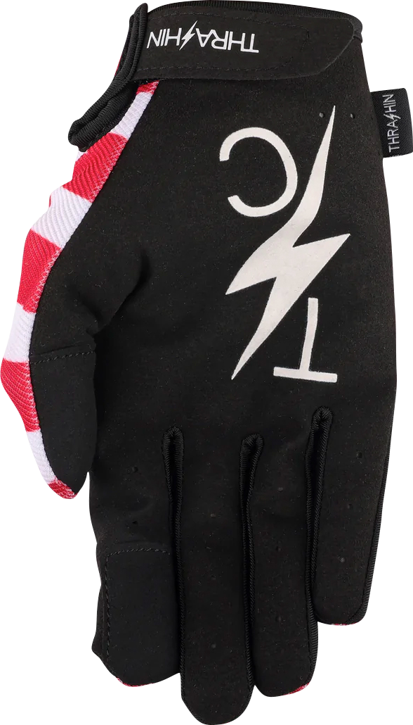 THRASHIN SUPPLY CO. Stars & Bolts Stealth Gloves - Red/Blue - Medium