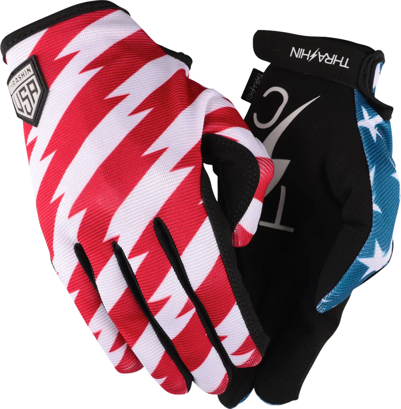 THRASHIN SUPPLY CO. Stars & Bolts Stealth Gloves - Red/Blue - XL