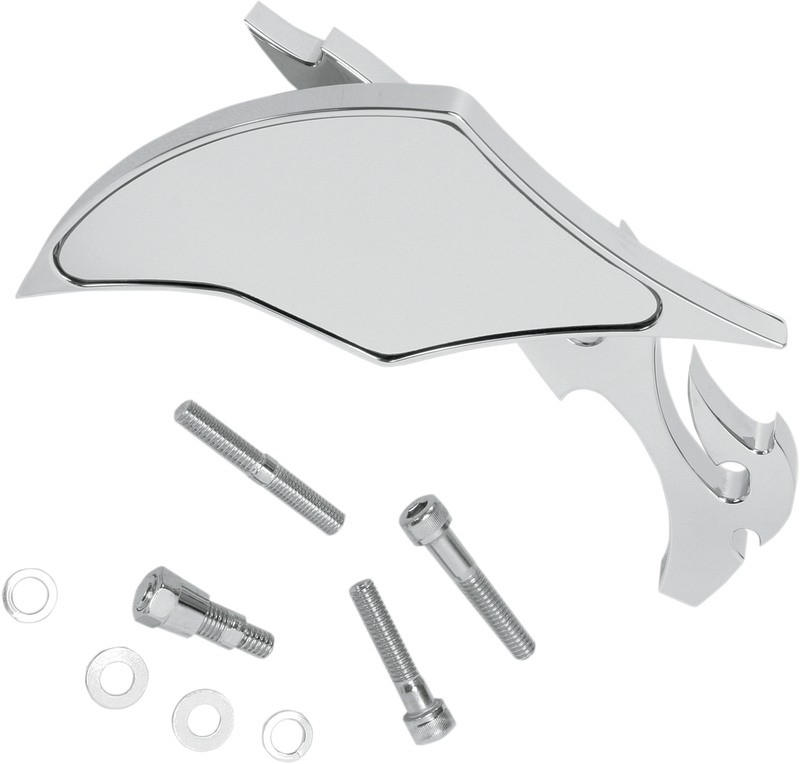 PRO-ONE PERF.MFG. Mirror - Flame - Side View - Milled - Oblong - Chrome - Left 104220