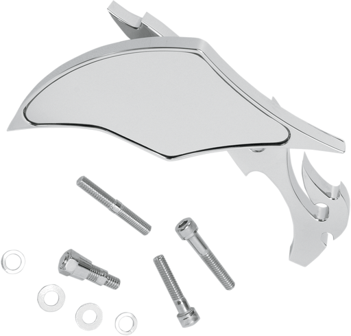 PRO-ONE PERF.MFG. Mirror - Flame - Side View - Milled - Oblong - Chrome - Left 104220