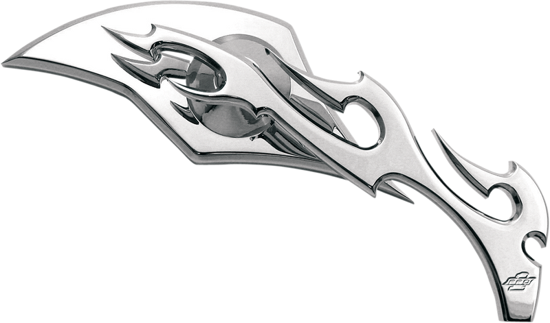 PRO-ONE PERF.MFG. Mirror - Flame - Side View - Milled - Oblong - Chrome - Right 104230