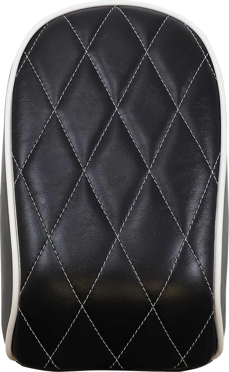 LE PERA Bare Bones Pillion Pad - White Diamond Stitch/Piping - Black - Softail '18-'23