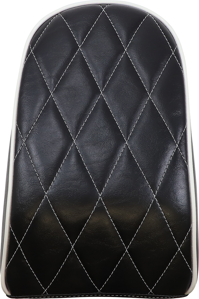 LE PERA Bare Bones Pillion Pad - Diamond - Black w/ White Stitch - Softail '18-'23
