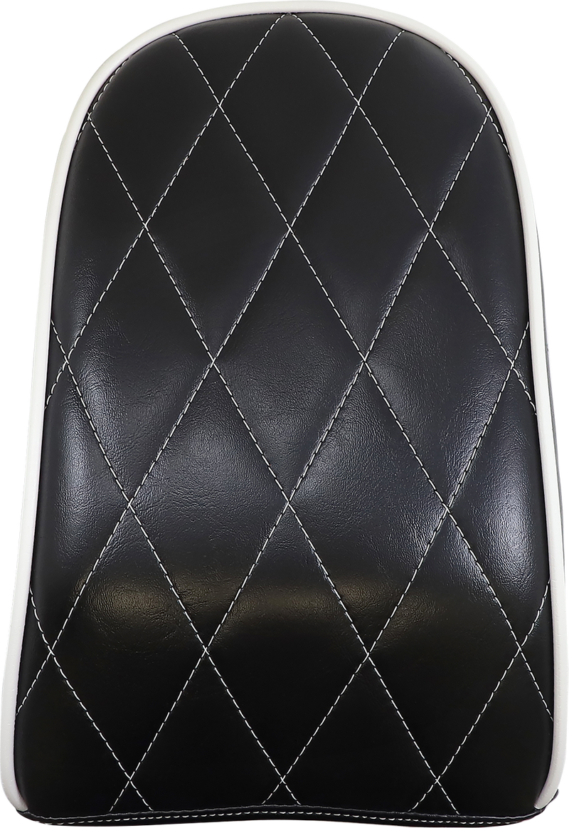 LE PERA Bare Bones Pillion Pad - Diamond - Black w/ White Stitch / Piping - Softail '18-'22