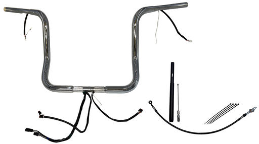 FAT BAGGERS INC. EZ Install Wired 1-1/4" Round Top Handlebar Kit - 14" - Chrome 912514