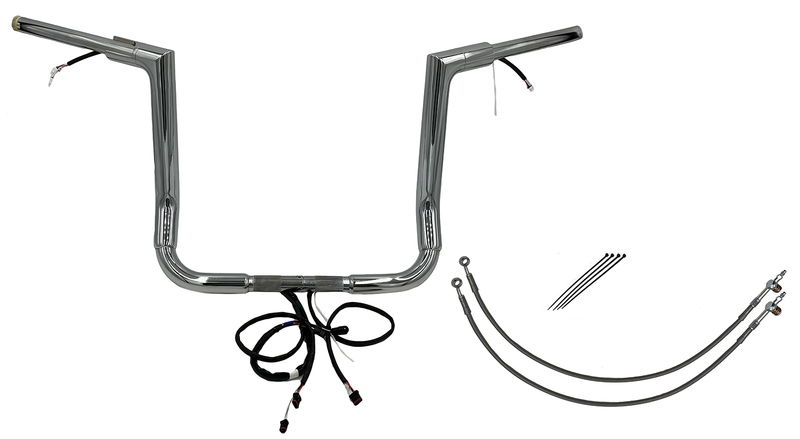 FAT BAGGERS INC. EZ Install Wired 1-1/2" Flat Top Handlebar Kit - 14" - Chrome 601214