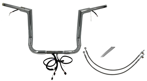 FAT BAGGERS INC. EZ Install Wired 1-1/2" Flat Top Handlebar Kit - 14" - Chrome 602214