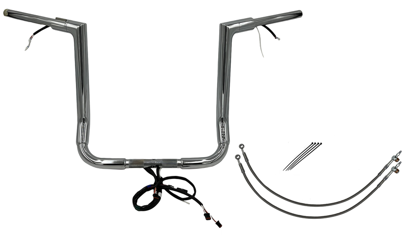 FAT BAGGERS INC. EZ Install Wired 1-1/2" Flat Top Handlebar Kit - 16" - Chrome 602216