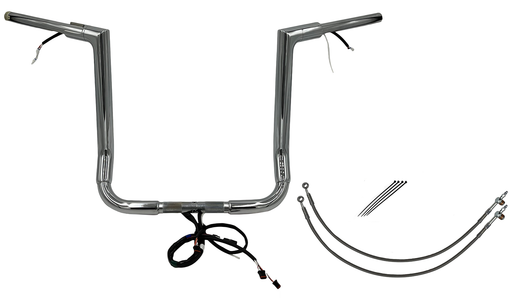 FAT BAGGERS INC. EZ Install Wired 1-1/2" Flat Top Handlebar Kit - 16" - Chrome 602216