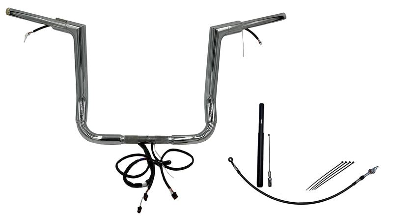 FAT BAGGERS INC. EZ Install Wired 1-1/2" Flat Top Handlebar Kit - 14" - Chrome 612014