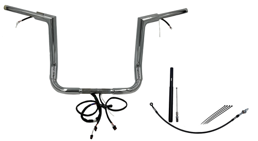 FAT BAGGERS INC. EZ Install Wired 1-1/2" Flat Top Handlebar Kit - 14" - Chrome 612014