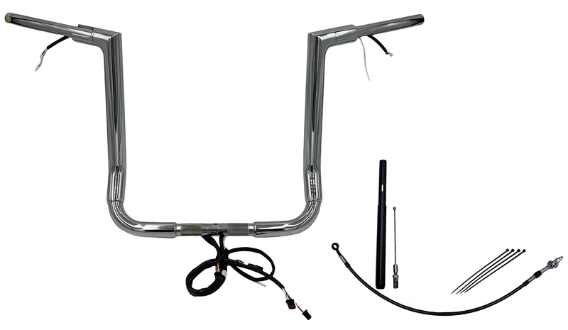 FAT BAGGERS INC. EZ Install Wired 1-1/2" Flat Top Handlebar Kit - 16" - Chrome 612016