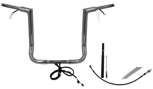 FAT BAGGERS INC. EZ Install Wired 1-1/2" Flat Top Handlebar Kit - 16" - Chrome 612016