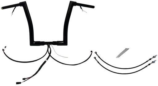FAT BAGGERS INC. EZ Install Wired 1-1/2" Flat Top Handlebar Kit - 14" - Black 602314-B