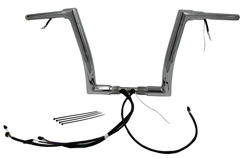 FAT BAGGERS INC. EZ Install Wired 1-1/2" Flat Top Handlebar Kit - 12" - Chrome 612912