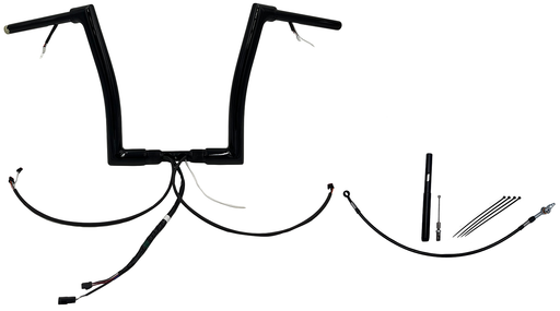 FAT BAGGERS INC. EZ Install Wired 1-1/2" Flat Top Handlebar Kit - 14" - Black 612914-B