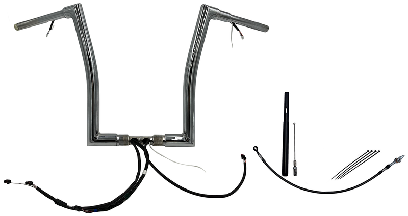 FAT BAGGERS INC. EZ Install Wired 1-1/2" Flat Top Handlebar Kit- 16" - Chrome 612916