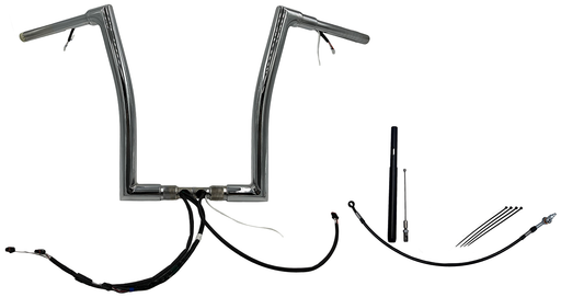 FAT BAGGERS INC. EZ Install Wired 1-1/2" Flat Top Handlebar Kit- 16" - Chrome 612916