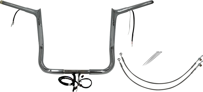 FAT BAGGERS INC. EZ Install Wired 1-1/4" Pointed Top Handlebar Kit - 14" - Chrome 902214
