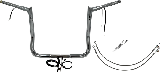 FAT BAGGERS INC. EZ Install Wired 1-1/4" Pointed Top Handlebar Kit - 14" - Chrome 902214